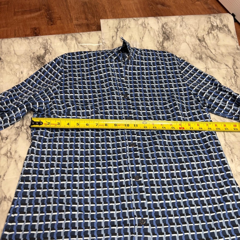 J.McLaughlin Durham Catalina Cloth Top long sleeve printed shirt blue white XL - Picture 4 of 8